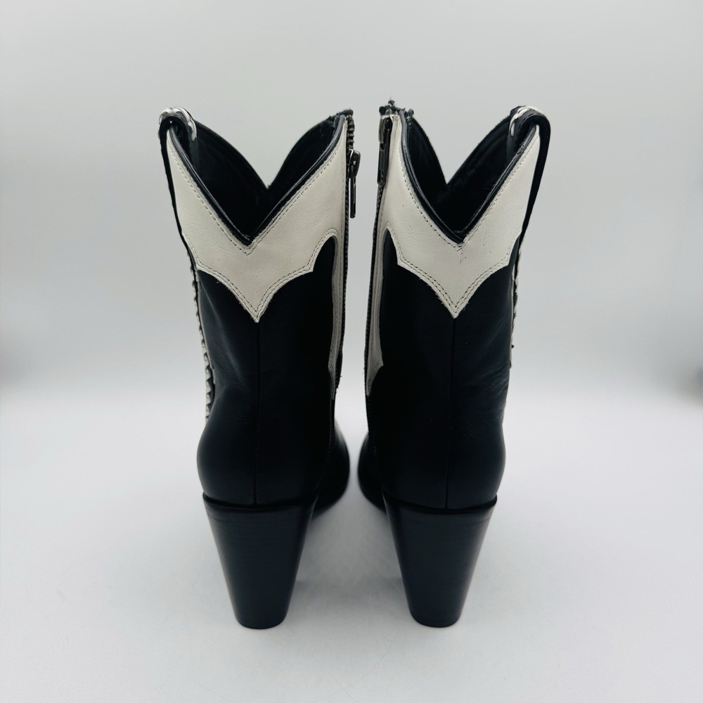 Lucchese Michelle Boots Women's Size 7.5 Black‎ White Leather - Picture 13 of 16